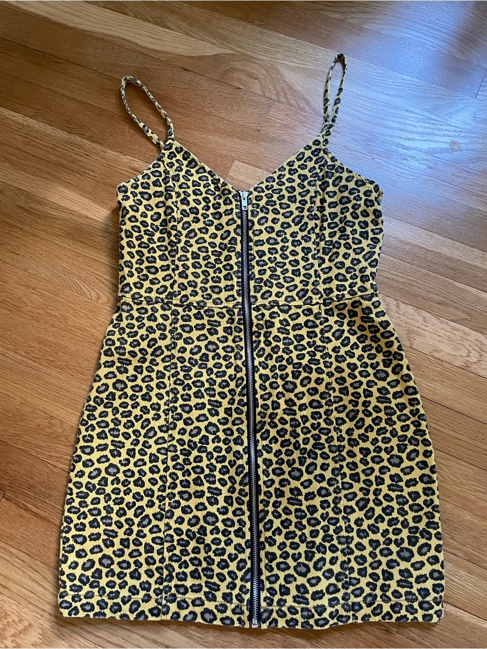 Nasty Gal Yellow Leopard-Trim Mini Dress